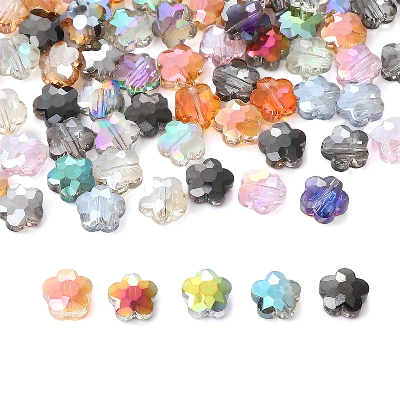 

10pcs/lot 10mm Colorful Small Flower Glass Beads Scattered Crystal Beads For DIY Bracelets Necklaces Jewelry Making Accessories
