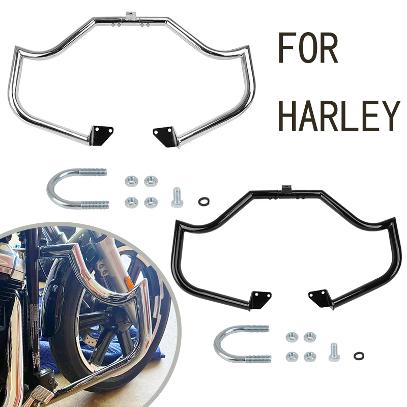 

Motorcycle Black Chrome Mustache Engine Guard Crash Bar For Harley Dyna Fat Bob Street Bob Low Rider Wide Glide 2006-2017