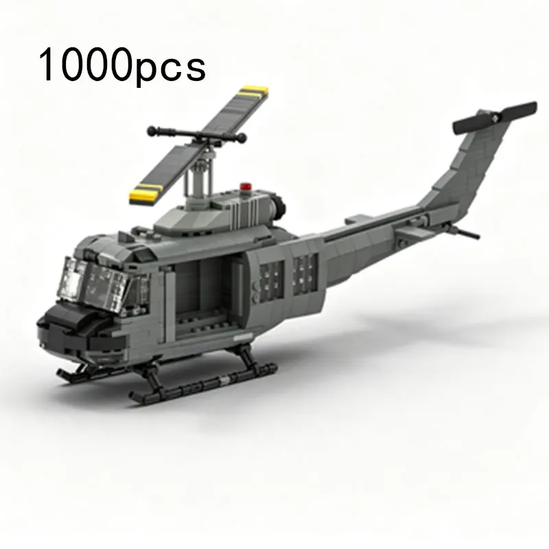 MOC961pcs small brick assembled helicopter building block model transport armed aircraft collectible toy gift ornament