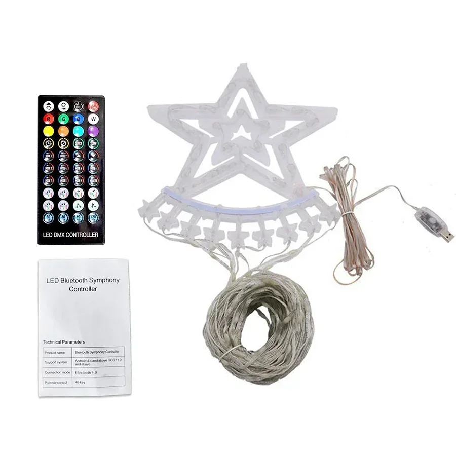 Guirxiété lumineuse étoile avec télécommande intelligente, lumières de cascade d'arbre, décorations de Noël, bricolage, extérieur, RGBIC, 305 LED, 9x3m