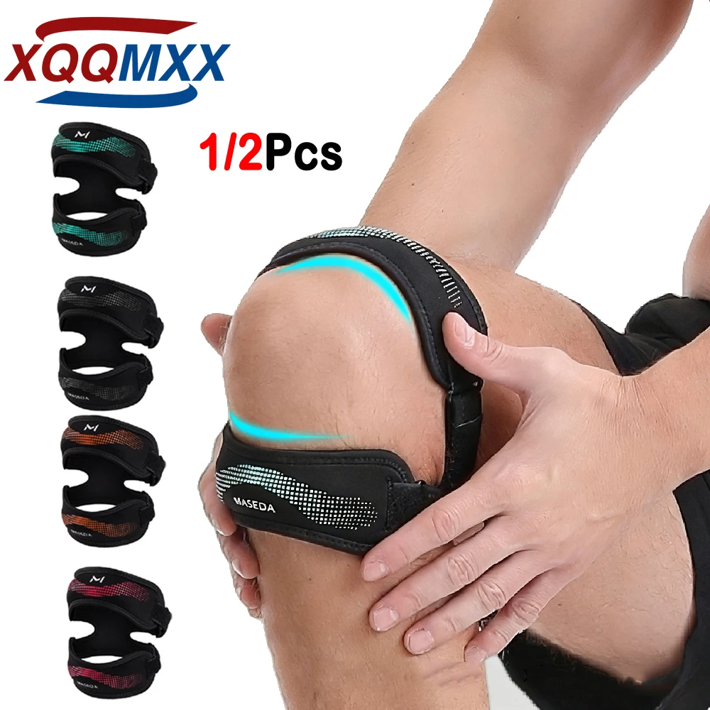 1/2PCS Patellar Tendon Support Strap, Adjustable Knee Brace with Dual Silicone Pads for Running, Jump Rope, Hiking, Basketball