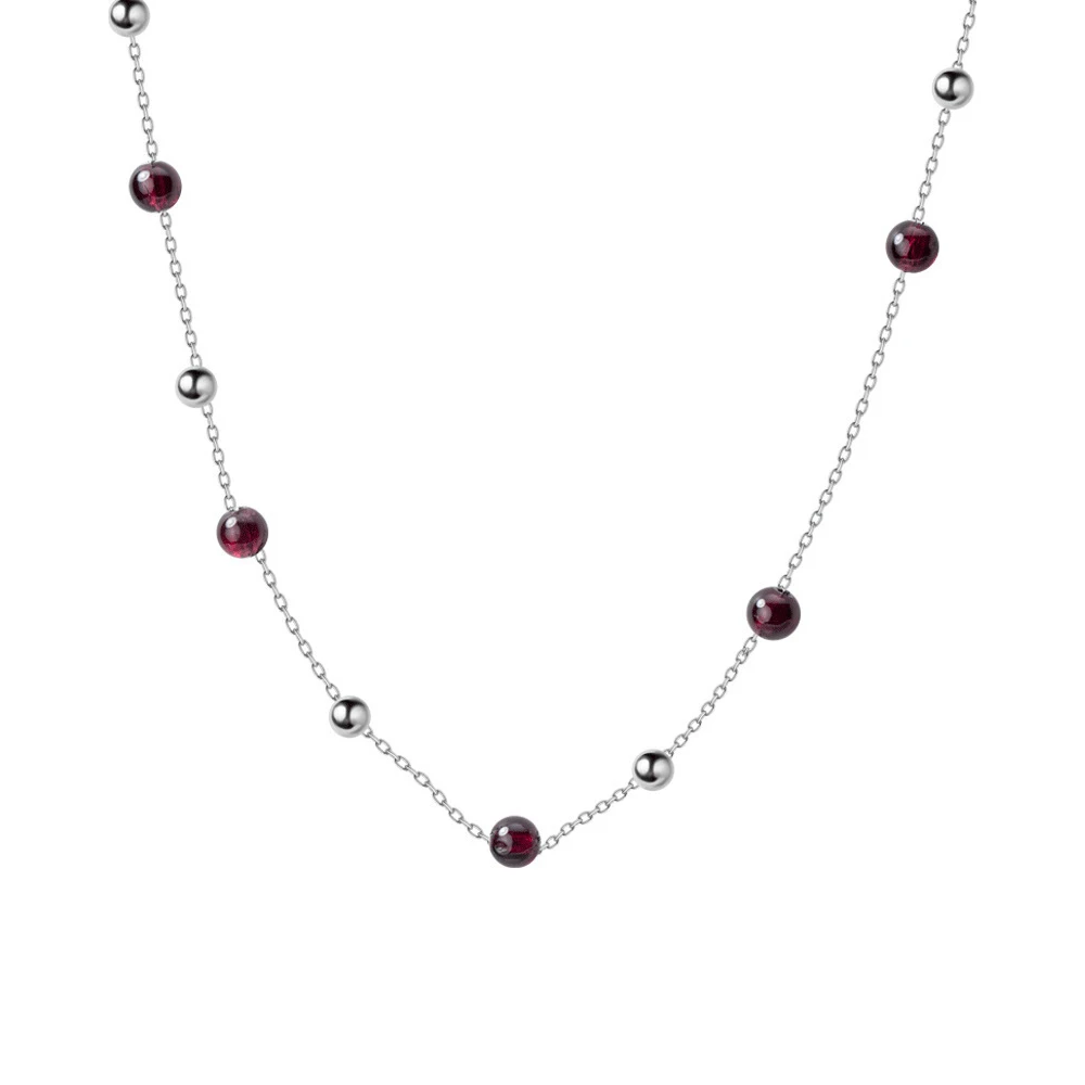 Modian Natural Bead Purple Crystal Choker Pendant Necklaces Charm Romantic Real 925 Sterling Silver Fashion Fine Jewelry Gift