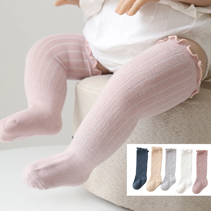 Calcetines antideslizantes para bebé y niña, bonitos calcetines hasta la rodilla para recién nacido, calcetines largos de algodón de princesa para