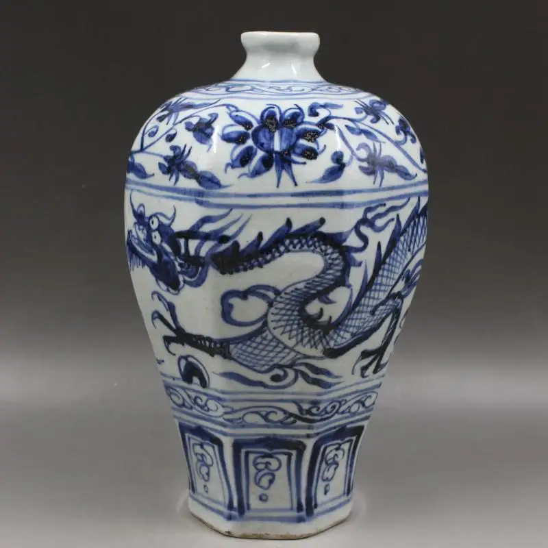 

Blue and White Oriental Vase Dragon Narrow Neck Vase China Vintage Oriental Vase Home Decoration