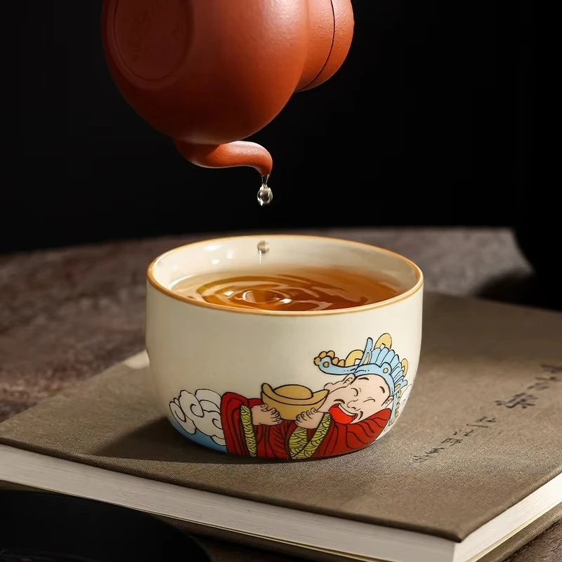 Ru Kiln Keramik-Teetasse, Crackle Glaze, persönliche Master-Tasse, High-End, entwickelt Patina, Gongfu, Teegeschirr, Sammlung, Geschenk