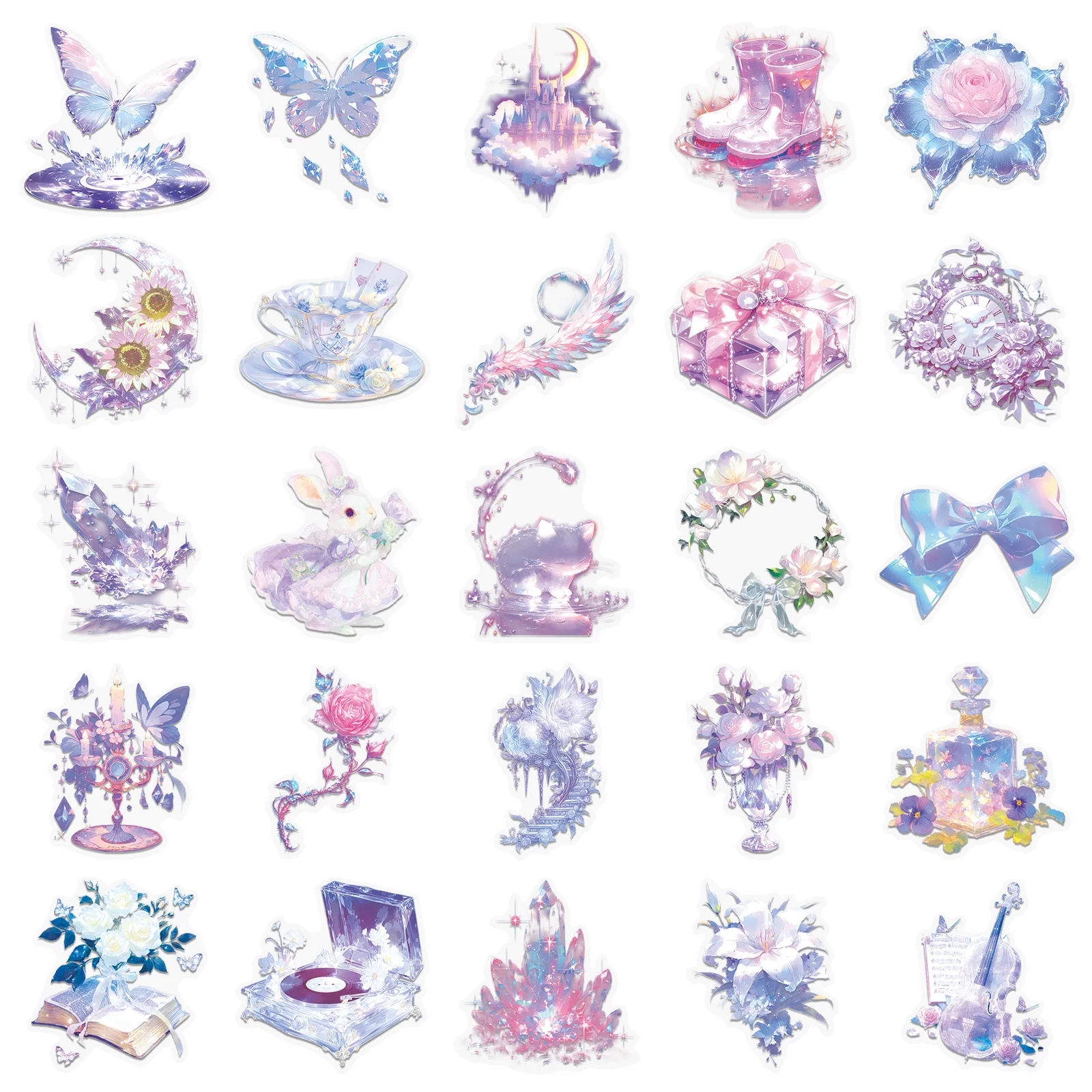 

50PCS Fantasy Lstagram style Transparent Purple Fine Cartoon Doodle DIY Decorative Laptop Trunk Waterproof Sticker Kids Toy