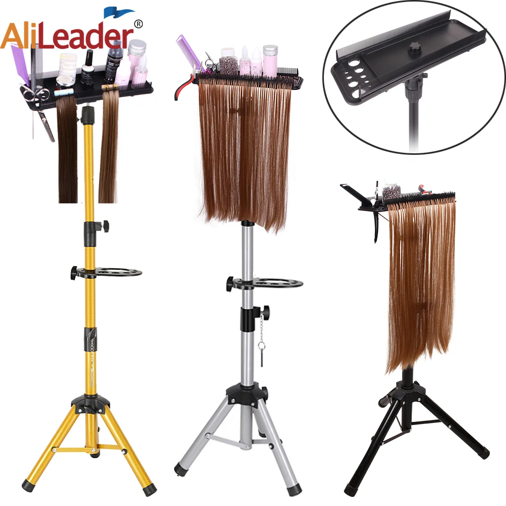 Colorful Wig Stand With Tray Double-Side Teeth Hair Extension Display Tray For Tripod Wig Stand Easy To Place Salon Styling Tool