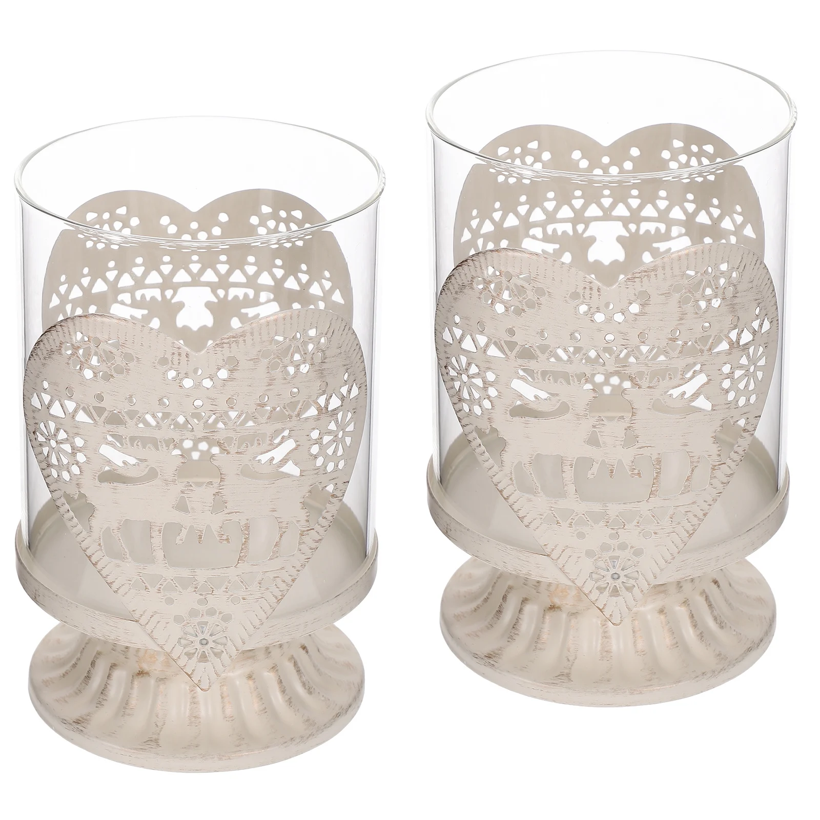

2Pcs Christmas Deer Holder Heart Style Delicate Decorative Candlestick for Home Party Tabletop Decoration Romantic