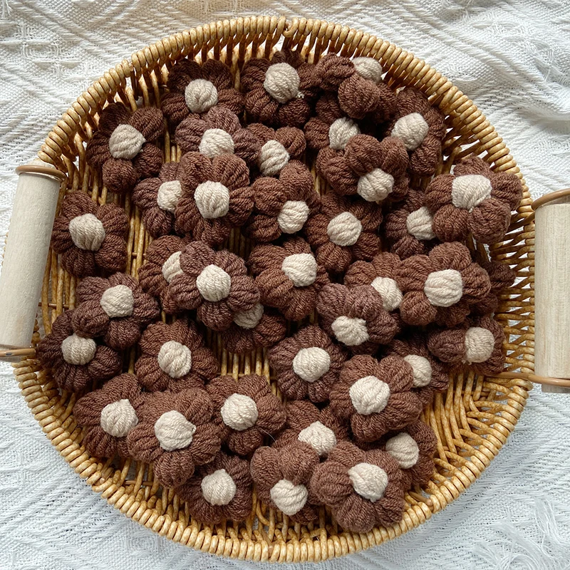 40Pcs High Quality Handmade Simulation Flowers Hand-knitted Flower Applique Clothes Shoes  Wedding Hats Decorative Accessories