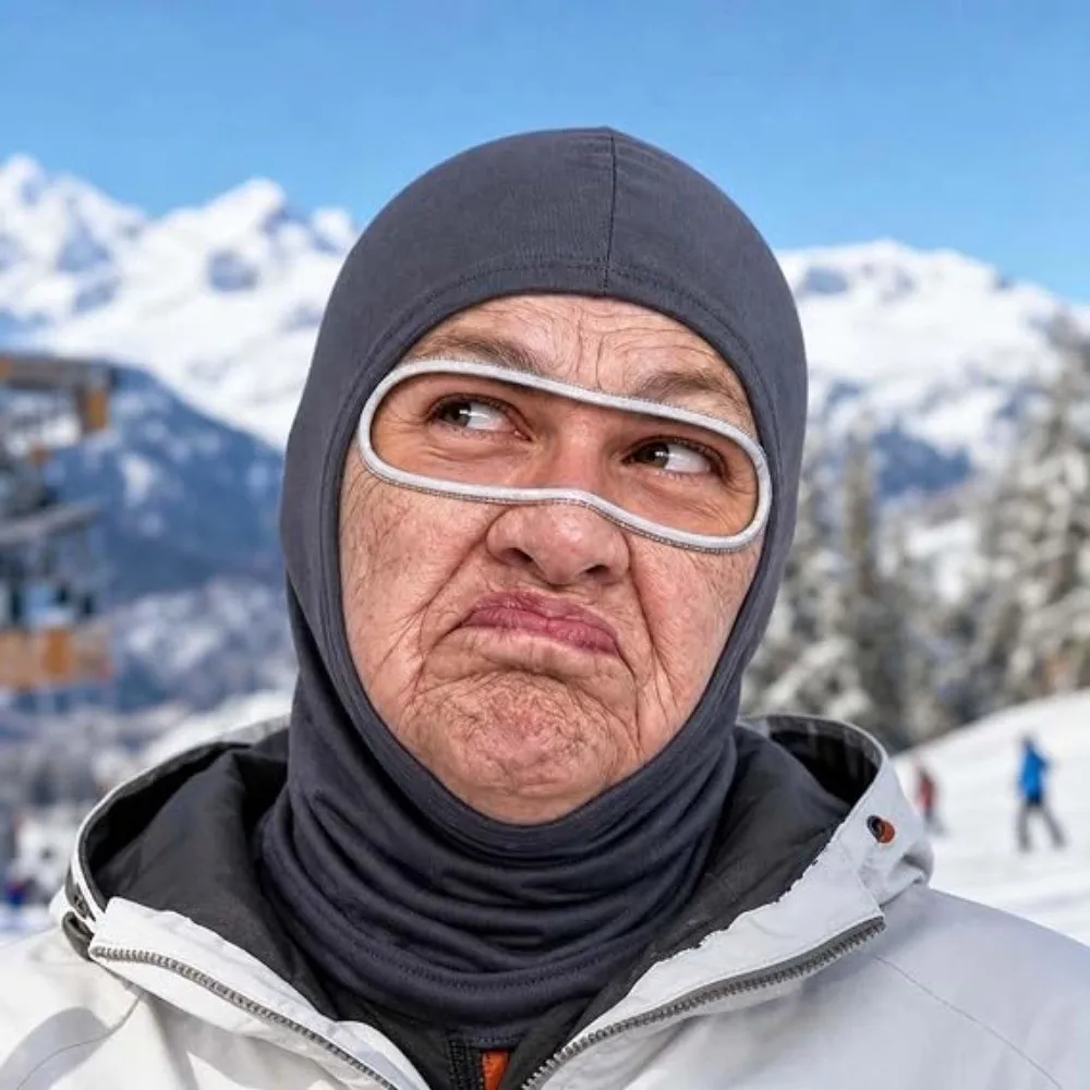 3D Face Printed Old Man Balaclava Face Mask Full Coverage Missing Teeth Pattern Funny Ski Mask Breathable Eye Hole Stretch
