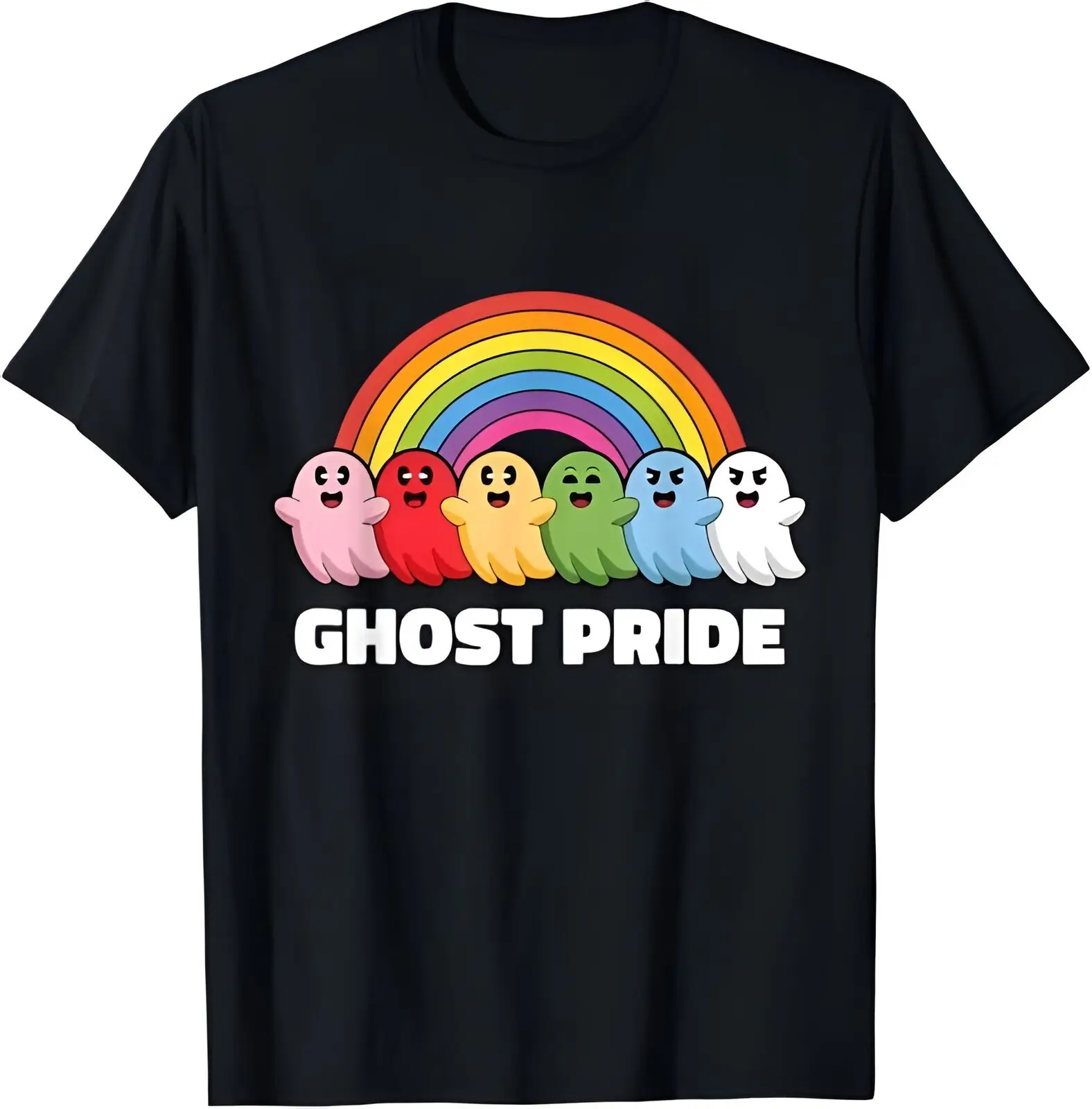 Funny Gay Pride Halloween Rainbow Flag Cute Ghosts T-Shirt