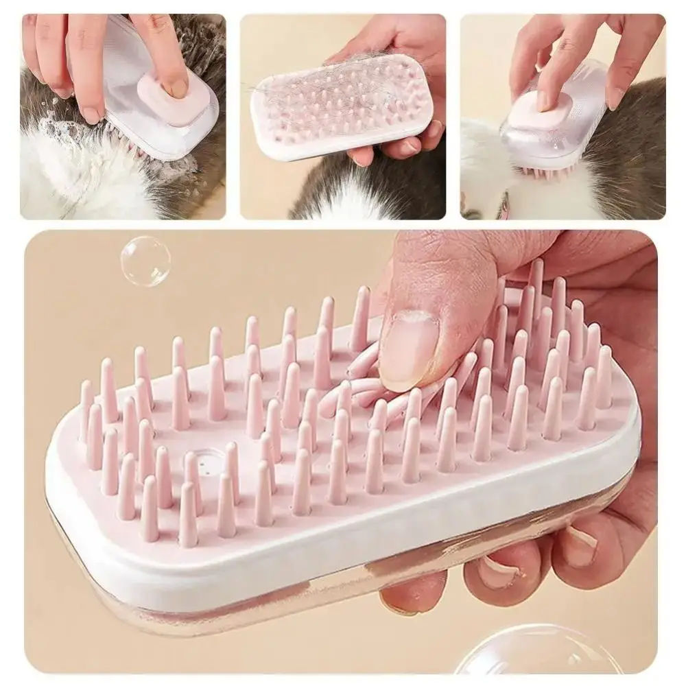 

Silicone Pet Bath Brush Refillable Shower Gel Hair Removal Dog Massage Brush Ergonomic handle Wet Dry Dual-use Cat Grooming Comb
