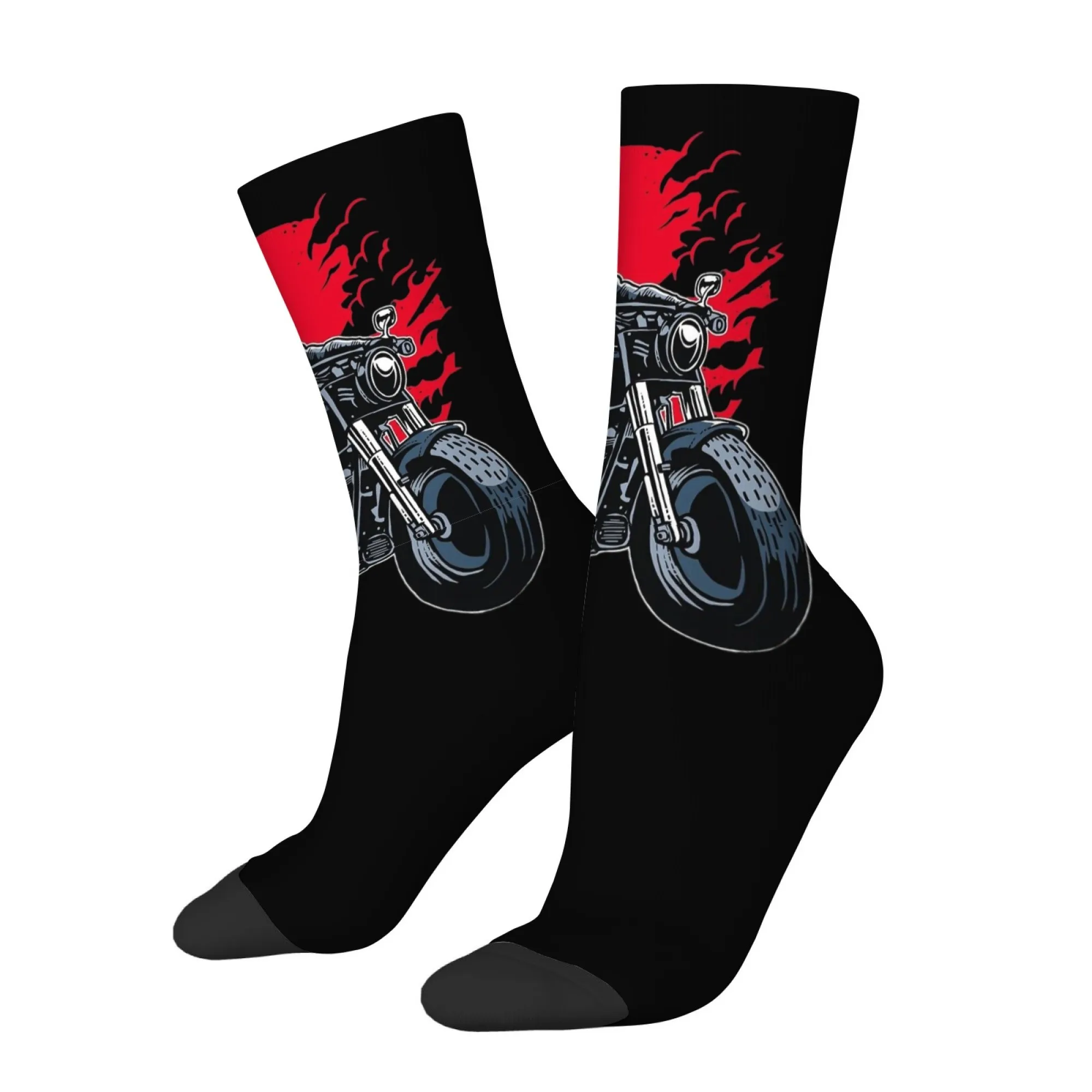 Retro Motorcycle Samurai Print Mid-calf Socks Hardcore Street Style with A Retro Vibe for Individuality and Motorcycles Socks