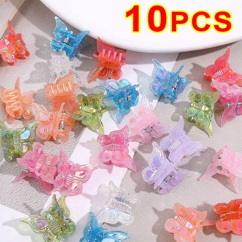 Mini Butterfly Hair Claw Clips para meninas, clipes de cabelo pequenos na moda, cores coreanas, grampos de cabelo, acessórios Hairpin, Ins Style, 10pcs