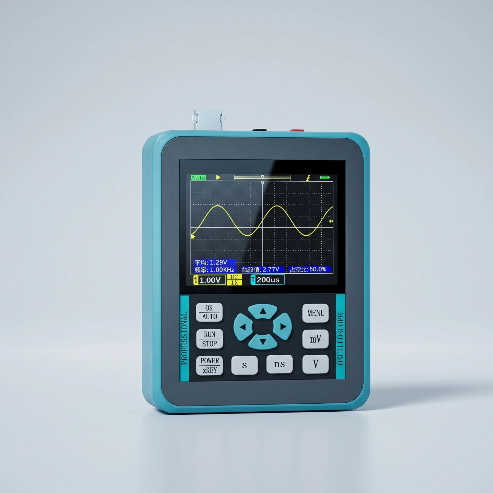 Handheld Oscilloscope Portable Digital Oscilloscope Test Instrument Compact Small for Technicians, Electronics Troubleshooting