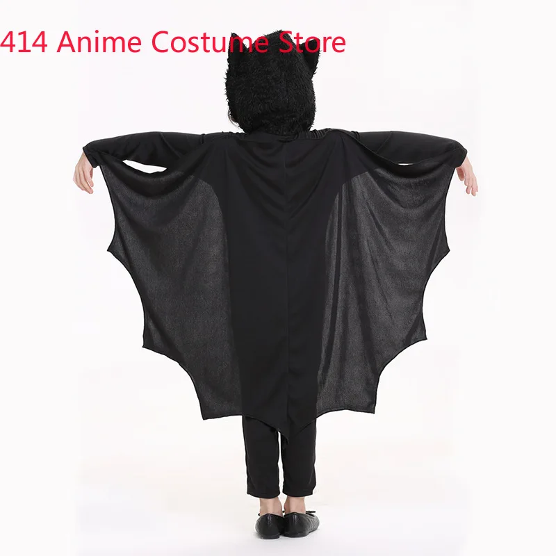 Halloween Purim Carnival Party Costume Kids Children Black Bat Vampire Costumes for Boy Girl Fantasia Cosplay Jumpsuit