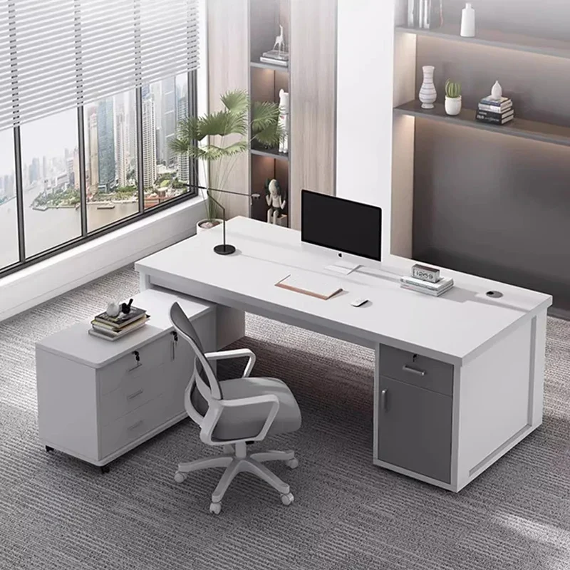 

European White Office Desks Gaming Writing Portable Standing Computer Desks Workbench Secretary Mesa Para Computador Furniture