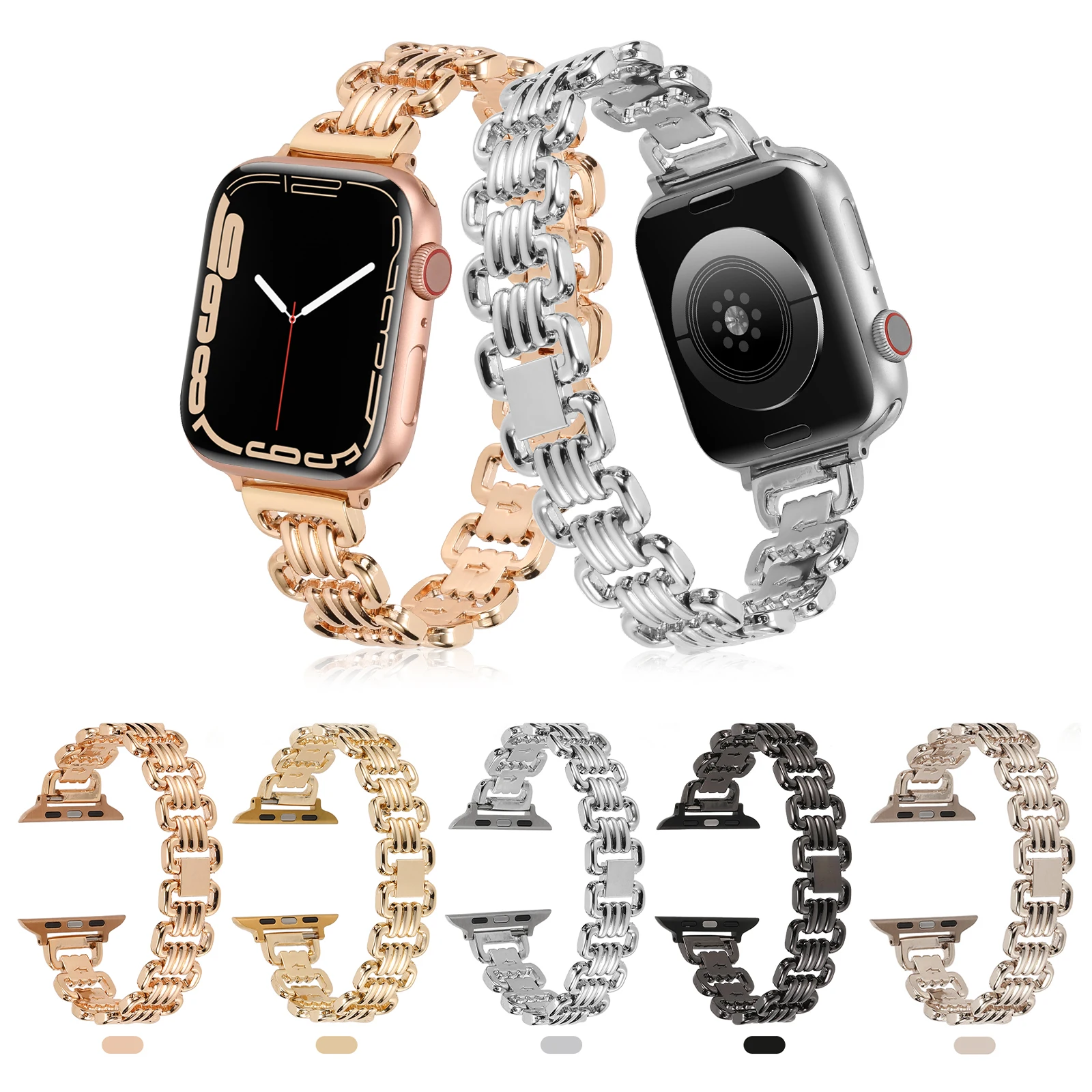 Luxury Watch Strap for Apple Watch Band 8 Ultra 49mm 41 45mm 42mm 44mm Steel Bracelet IWatch Series 7 6 5 4 SE Women 38mm 40mm