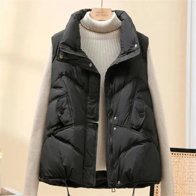 

Осень-зима 2022, новый женский пуховый хлопковый жилет, короткий корейский женский легкий жилет, пальто-джокер, кардиган, верхняя одежда