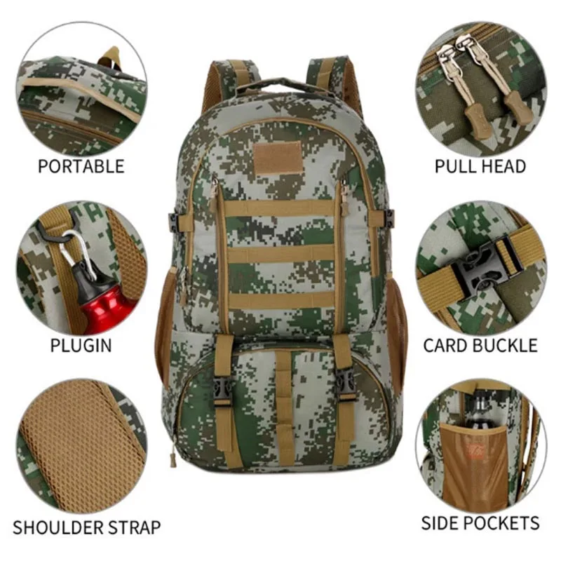 50 60 litri zaino da uomo tattico militare arrampicata attrezzatura da campeggio City Outdoor Sports Molle Bag zaino da viaggio Camo