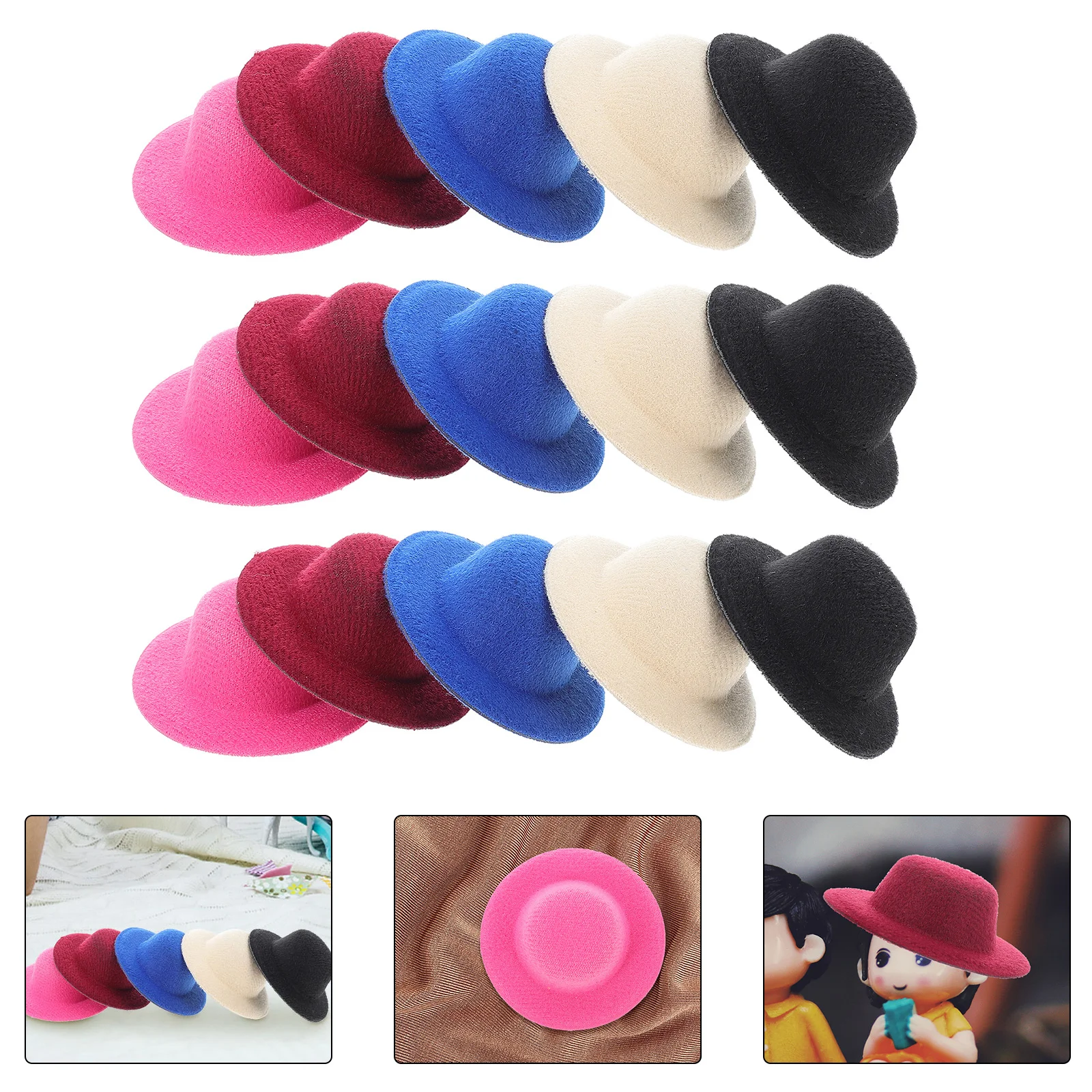 

15 Pcs Mini Scarf Small Hat Man Miss Decorative Formal Hats Cloth Clothes Accessories