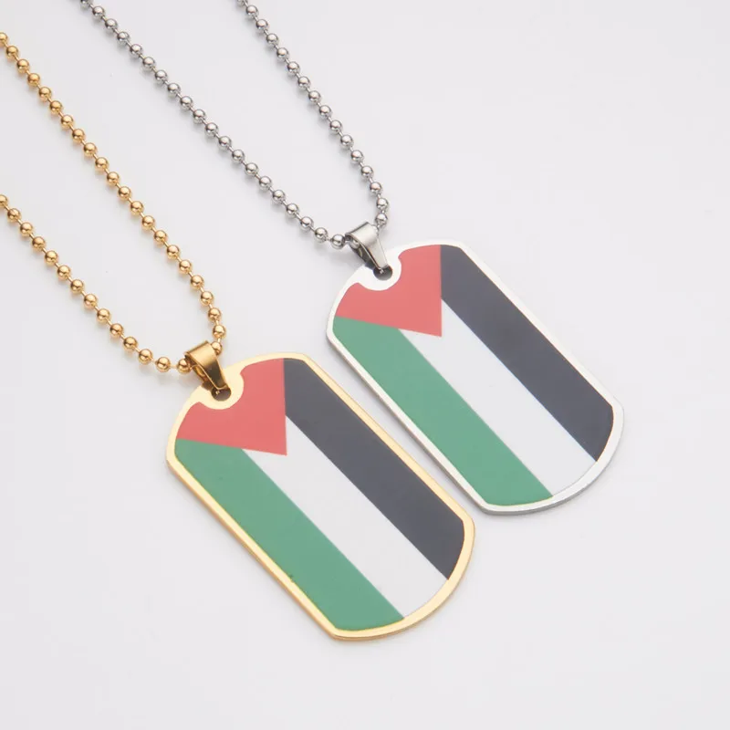 

HNSP Palestine Flag Stainless Steel Pendant Chain Necklace For Men Jewelry Palestine Series Product Accessories