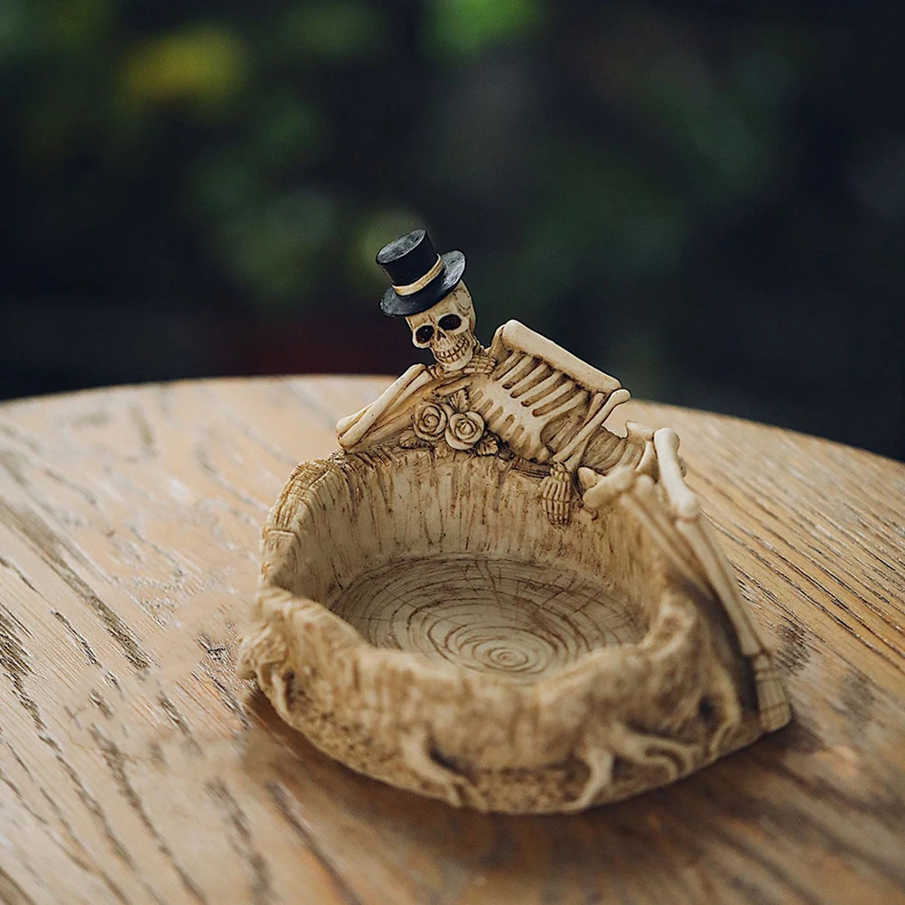 

Skull Ashtray Retro Decorative Cigar Resin Holder Office Hotel Ornament Unique Smoking Long Time Use