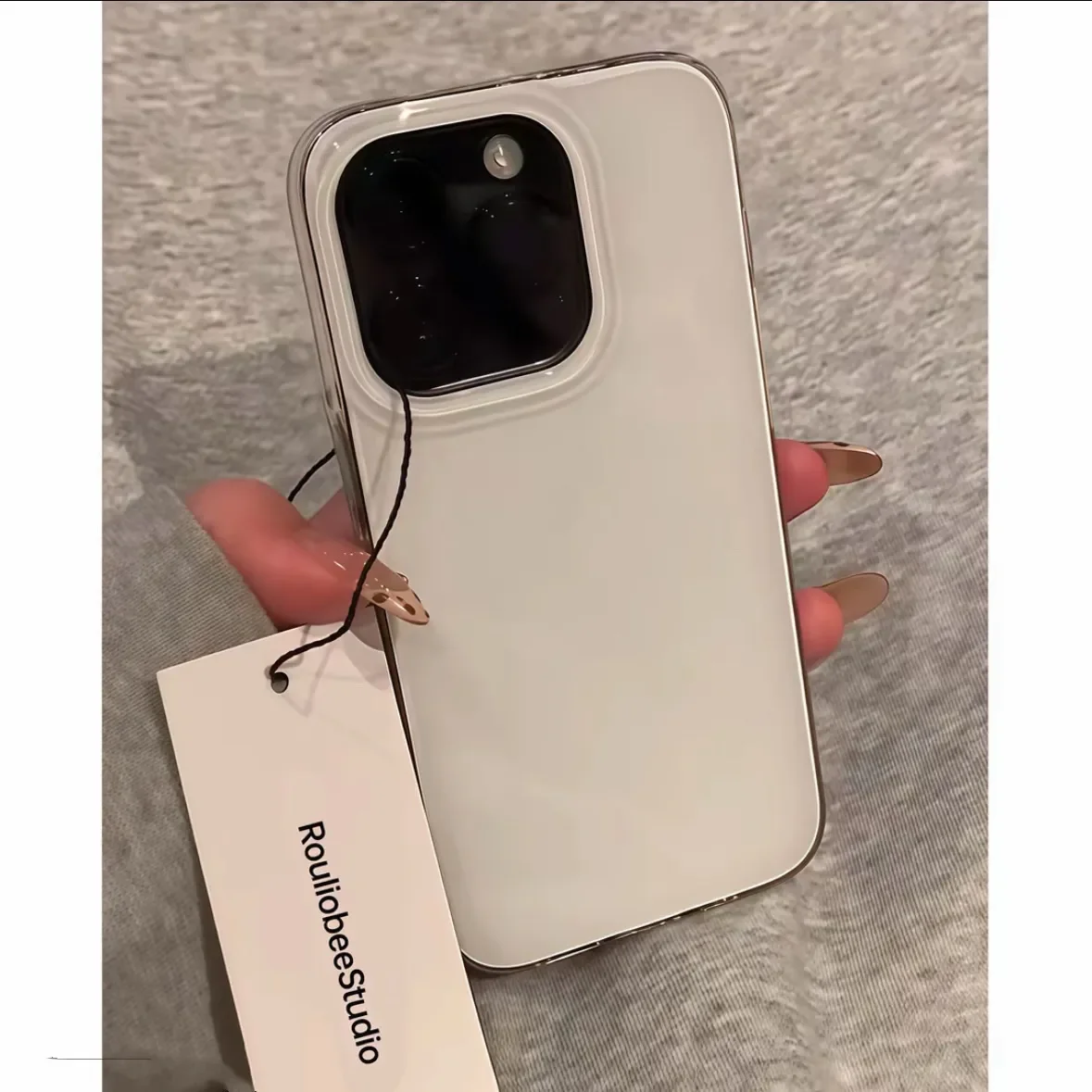 Advanced Minimalist White Large Hole IMD Luxury Phone Case For iPhone 17 AIR 16 15 14 13 12 11 Pro Max Y2K Clear Black Cover