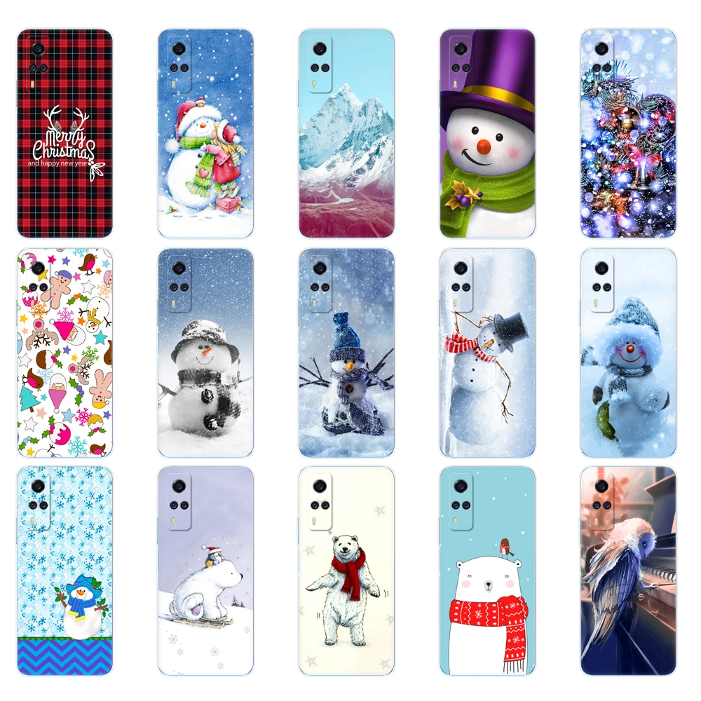 For vivo Y53s 4G Case For vivo Y51 2020 December Cover For Vivo Y51A 2021 Vivo Y51S 6.58inch winter christmas snow tree new year image 5