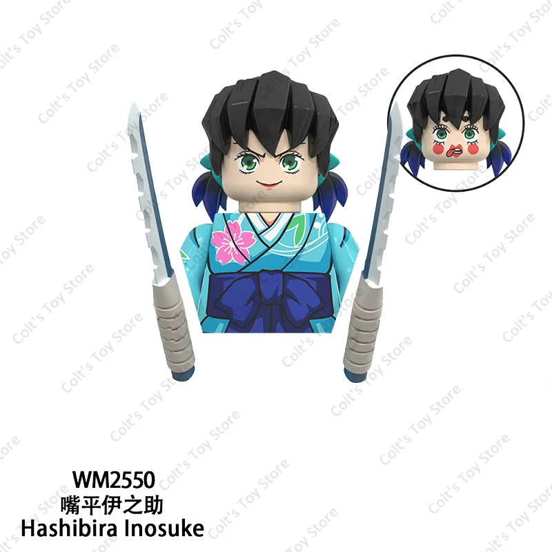 Hot Anime Mini Action Figure Building Blocks Demon Slayer Tanjirou Inosuke Nezuko Zenitsu Kanawo Kyoujurou Akaza Model Doll Toys