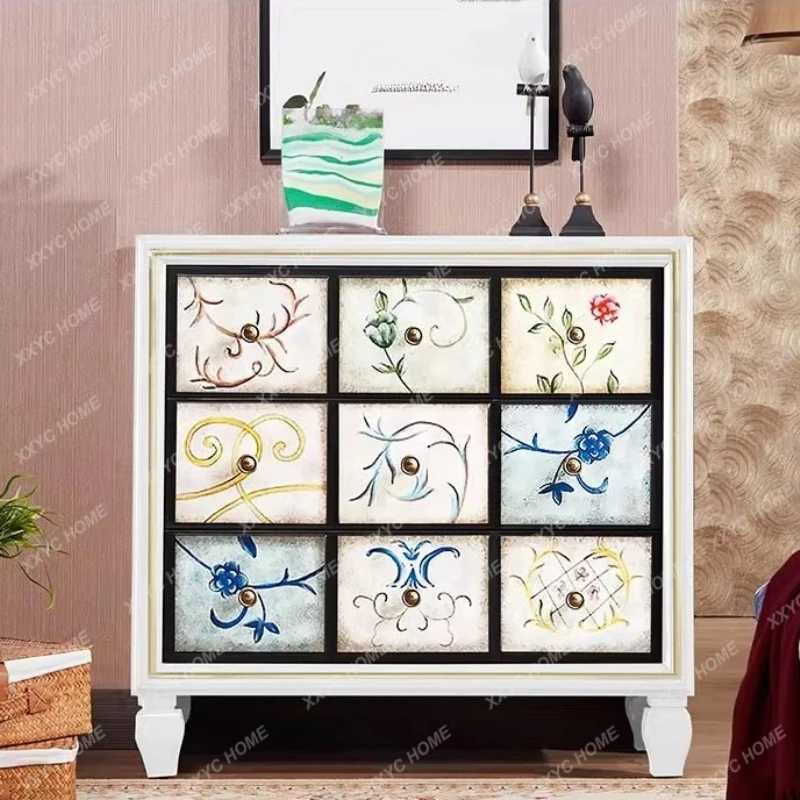 AA chest solid wood drawer storage storage living room painted partition cabinet