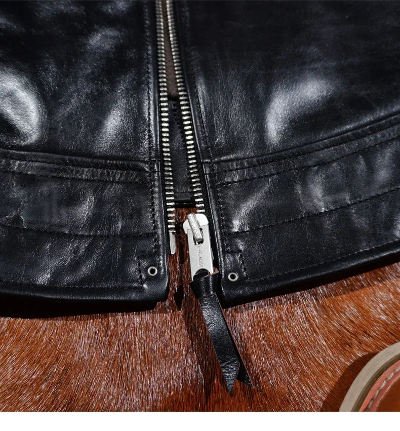 سترة جلدية خشبية من Tailor Brando Replica Mulholland Americana Tea Core Horsehide Vintage Biker Freewheelers