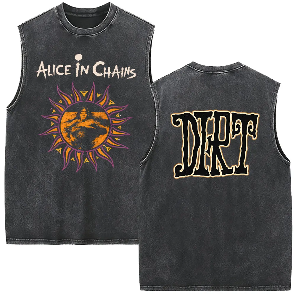 Rock Band Alice in Chains Vintage Washed Tank Tops Men Women Clothing Gothic Punk Pop Music Oversized Sleeveless Vest T Shirt