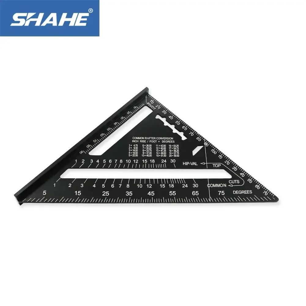 

7 Inch Triangle Ruler Black Triangle Ruler Rafter Square Protractor High Precision Aluminum Alloy Triangle Ruler For Carpenter