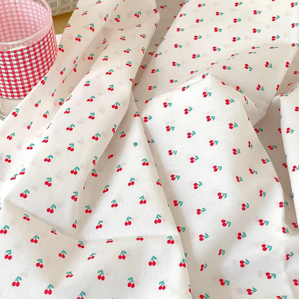

140x50cm 40s Print Fabric Small Red Fruit Print Cotton Handmade DIY Baby Clothes Children's Clothing Sewing Cloth