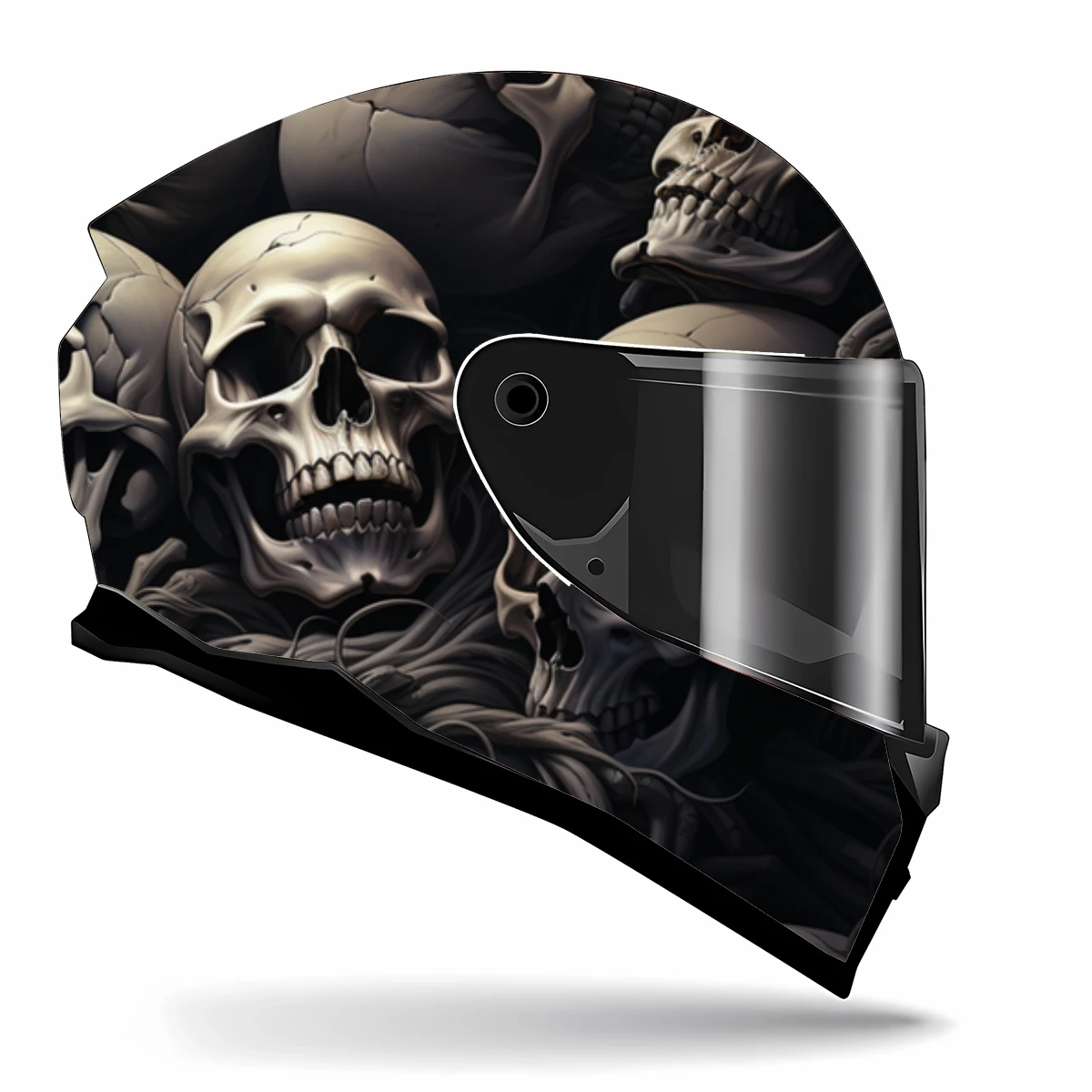 Grunge 3D Skulls Pile Full Helmet Wrap Sticker Motorcycle Helmet Racing Graphic Decal Vinyl Wrap Helmet Decorative Sticker
