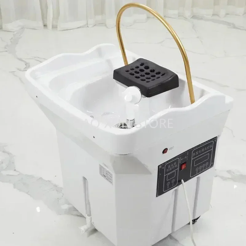 Water Circulation Shampo Chair Water Tank 60L Portable Stylist Head Spa Hair Wash Chair Move Shampouineuse Salon Furniture