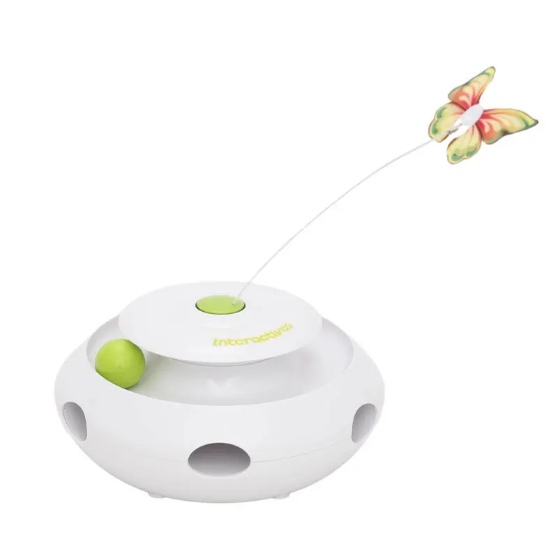 

Interactive Smart 3 in 1 Cat Flutter Butterfly Rotating Toy Automatic Whack a Mole Poping Cat Teaser Toy With Rolling Ball