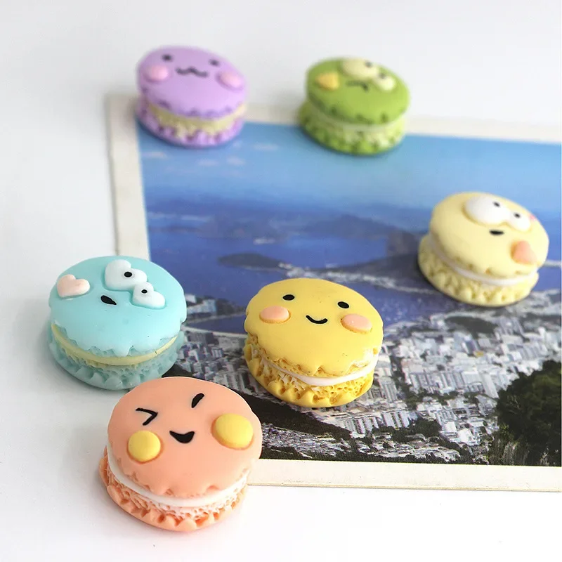 Set of Six Fridge Cookies Magnet Macaron Food Model Kitchen Decoration Magnetic Sticker Creative Paste Stereo Art Gift