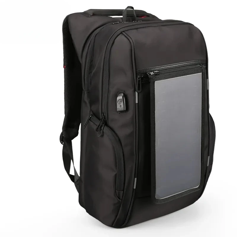 high tech men's solar backpack smart outdoor with usb charging port