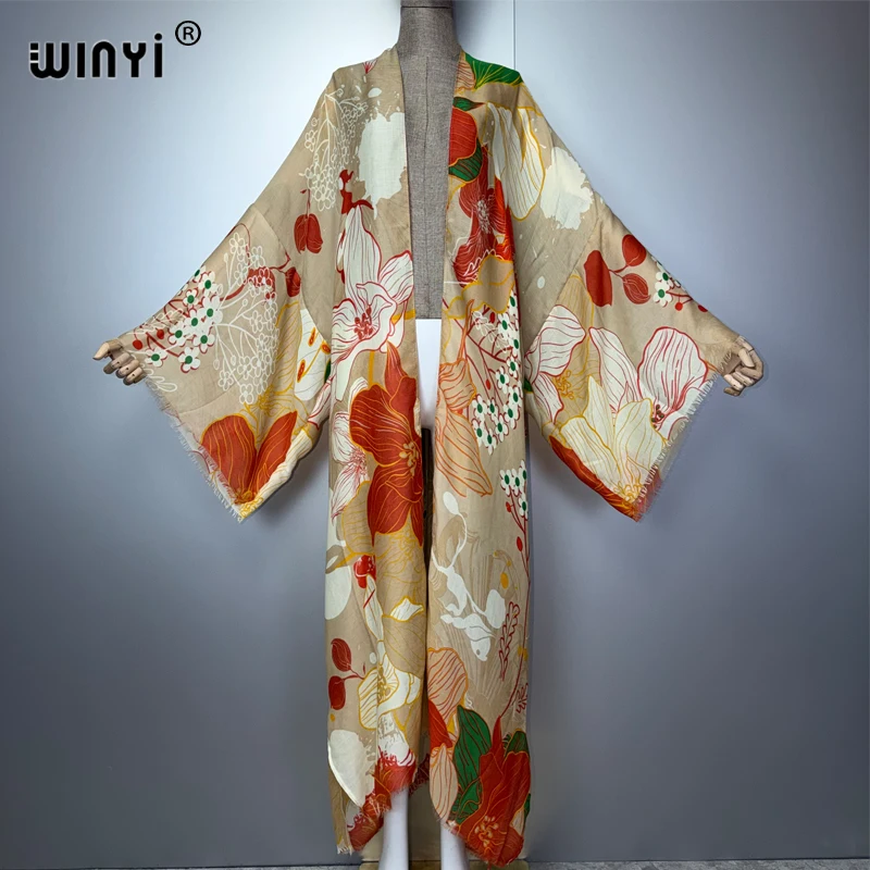 

Модное кимоно WINYI с принтом, длинный кардиган с длинными рукавами, абайя для мусульманок, платье в стиле бохо, кафтан, абайя из Дубая, роскошный кафтан.