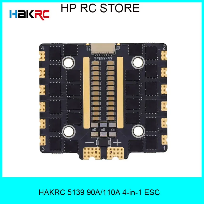 

HAKRC 5139 90A/110A 4-in-1 ESC 2-8S Support PWM Oneshot125 Oneshot42 Multispot Dshot150 Dshot300 Dshot600 for RC FPV Drone