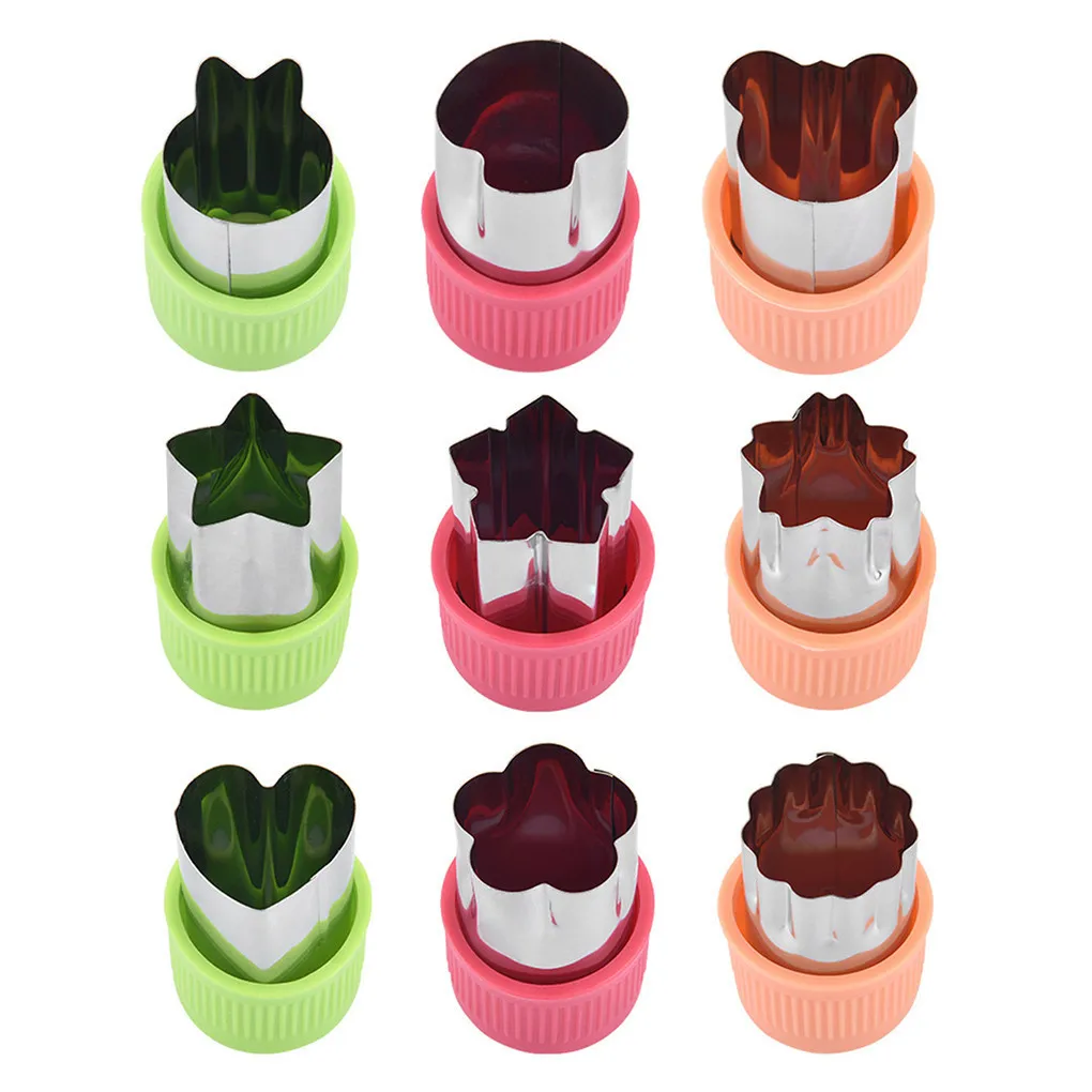 Yeni taşınabilir 3 adet/takım sebze kesiciler şekiller seti DIY çocuklar için kurabiye kesici çiçek şekilli gıda meyve kesici kalıp