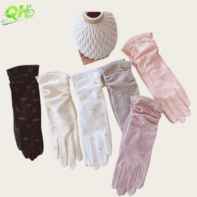 

Women Cotton Cycling Gloves Electric Bike Driving Lightweight Thin Breathable Non-slip Spring Autumn UV Protection Gloves