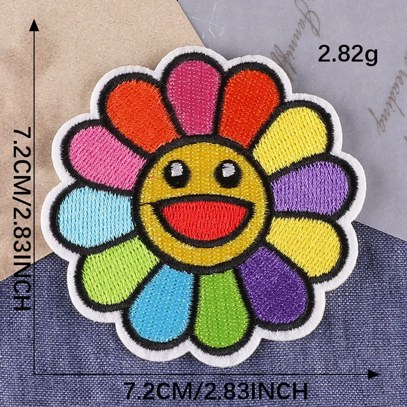 1 Piece Sun Flower Embroidery Patch Logo Mardi Gras Sticker for T-Shirt Patchs Anime Patches Clothes Star Textile Iron Patches