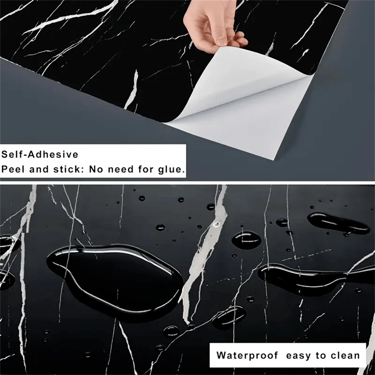 50cm Width Foil Marble Stickers Self Adhesive Waterproof Oil Proof Wallpaper for Kitchen Mesa Decor Pet Peel and Stick Film