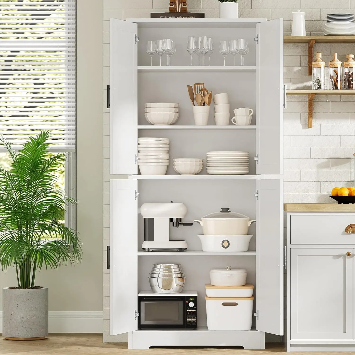 Kitchen Pantry Cabinet,Freestanding Pantry Storage Cabinet with Doors and Shelves,70\