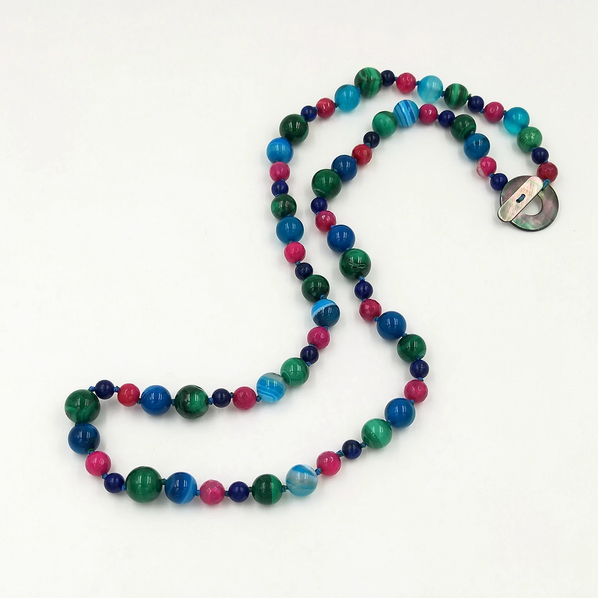 Lii Ji Real Stone Mutil Color Simple necklace 72cm Lapis lazuli Malachite Agate Necklace Women Jewelry Stock Sale