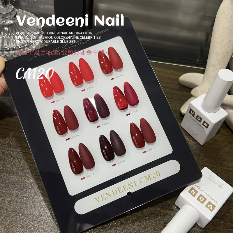 VENDEENI 9 colors Red series Nail gel set Nail salon 2024 New Professional Hot sale Non-toxic UV gel Nail Art Kit Wholesale