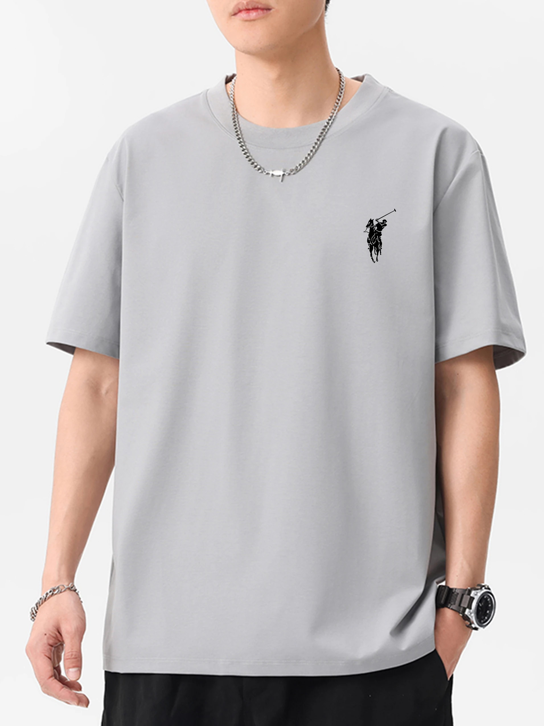 أزياء العلامة التجارية الرجال الكلاسيكية شعار الطباعة الملابس عارضة قصيرة الأكمام تي شيرت ارتداء اليومي تنوعا طاقم الرقبة أعلى تنفس المحملة #4